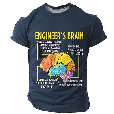Herren lustiges Ingenieur Gehirn-Diagramm Grafik-T-Shirt - Humorvolles Ingenieur-Arbeits-T-Shirt Geschenk