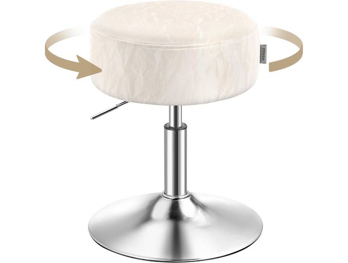 Schminkhocker höhenverstellbar drehbar cremeweiss PU