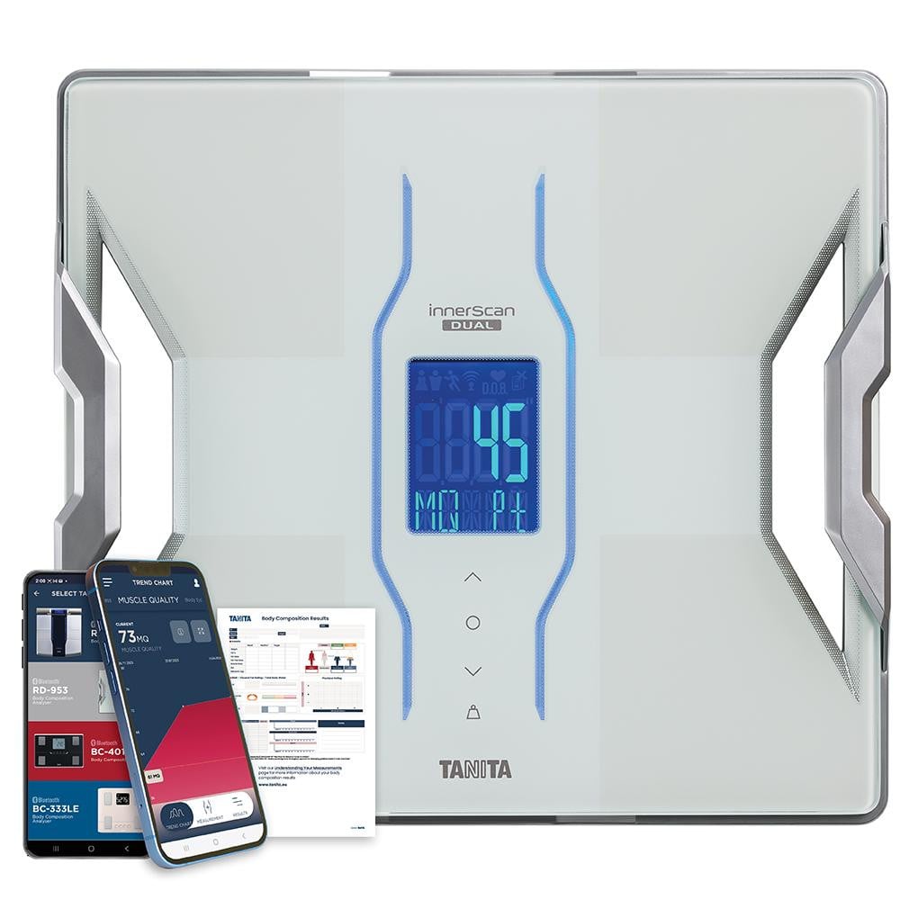 Tanita RD-953 Premium lichaamsanalyseweegschaal met duale frequentie BIA-technologie voor nauwkeurige bepaling van de lichaamsamenstelling
