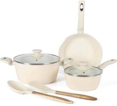 Gibson 7 Piece Forged Aluminum Cookware Set in Linen