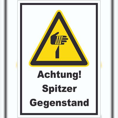 HB-Druck Achtung Spitzer Gegenstand Aufkleber A2 (420x594mm)