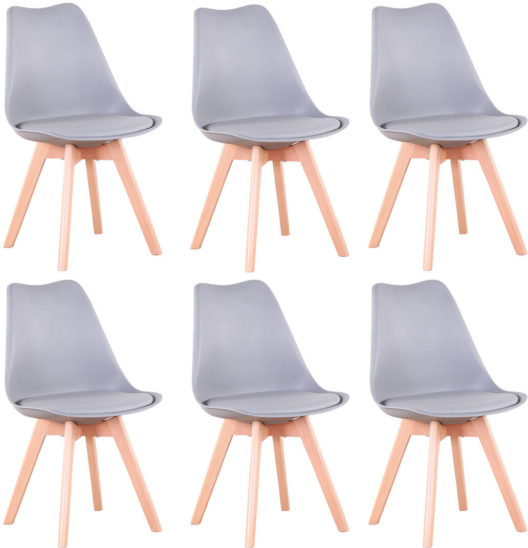 Isabelline 42.5cm Modern style Dining Chair, Padded Plastic Side Chair with Solid Wood Legs Grey