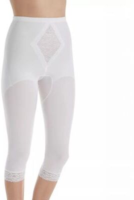 Plus Size Women's Moderate Control Waistline Capri Pant Liner with Tummy Control Panel Memory Compression Fabric 6265 by Rago in White (Size 6X)