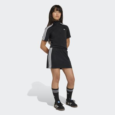 Shirtkleid ADIDAS ORIGINALS "FIREBIRD DRESS", Mädchen, Gr. 140, N-Gr, schwarz, weiß, Obermaterial: 100% Polyester, Kleider Shirtkleid, Shirtkleid für Kinder, mit Reißverschluss, sportlicher Schnitt