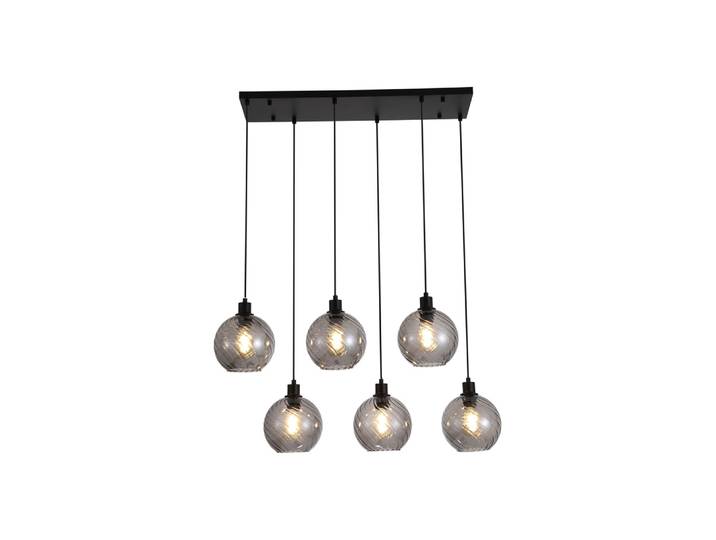 Hanglamp Radiance 6-lichts zwart Searchlight - 44520-6SM