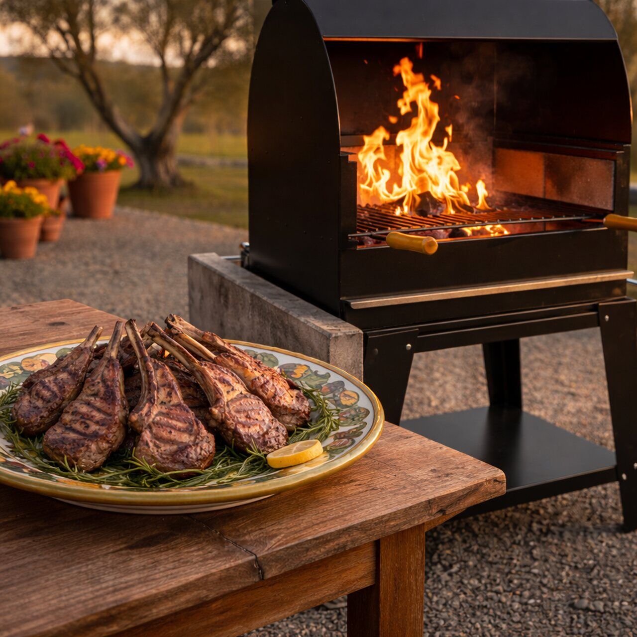 My-Barbecue Barbecue em metal e tijolos AC88F