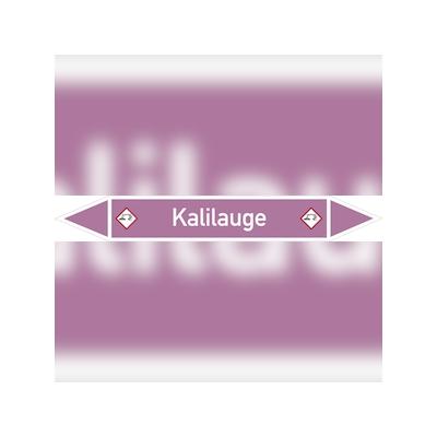 Rohrleitungskennzeichen Kalilauge - 270x37 mm Folie selbstklebend