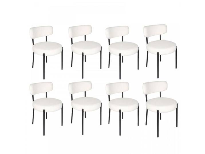 Lot de 8 chaises de salle à manger en peluche-Dossier incurvé-Chaises de cuisine en peluche en laine motif ours en peluche-XJING