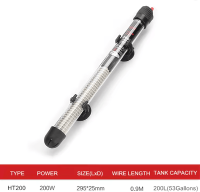 Inspire Essentials Aquarium Heater Rod Adjustable Temperature Submersible Fish Tank Water Heater 200w