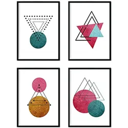 POSTER Set mit 4 Sternbilder und Monde Nordische Dreiecken A4 Rahmenlos
