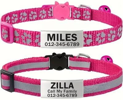 Uplifted Finds Safety First Personalized Reflective Cat Collar Set rose