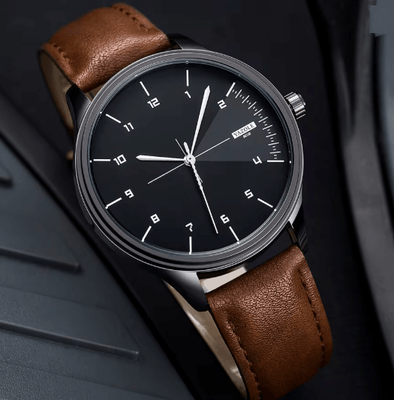 Inspire Essentials YAZOLE Mens Leather Quartz Watch Casual Sport Style brown Black