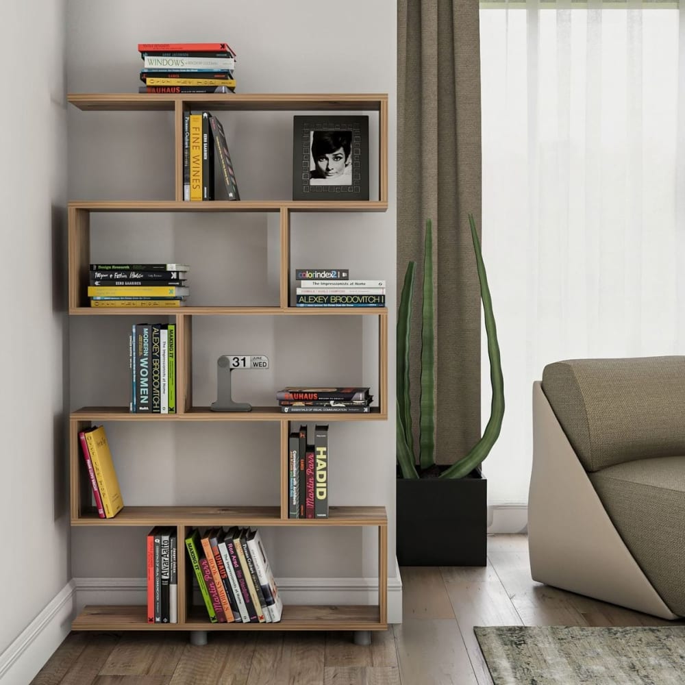 Homifab Bibliothèque déstructurée 5 niches effet bois 90 cm Marron 90x156x20cm