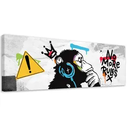 LEINWANDBILD Banksy DJ Monkey 120x40cm