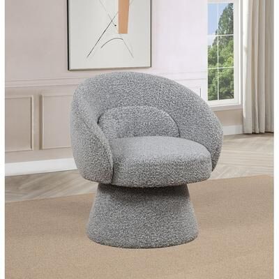 Best Quality Furniture Boucle Swivel Accent Chair/Lumbar Pillow