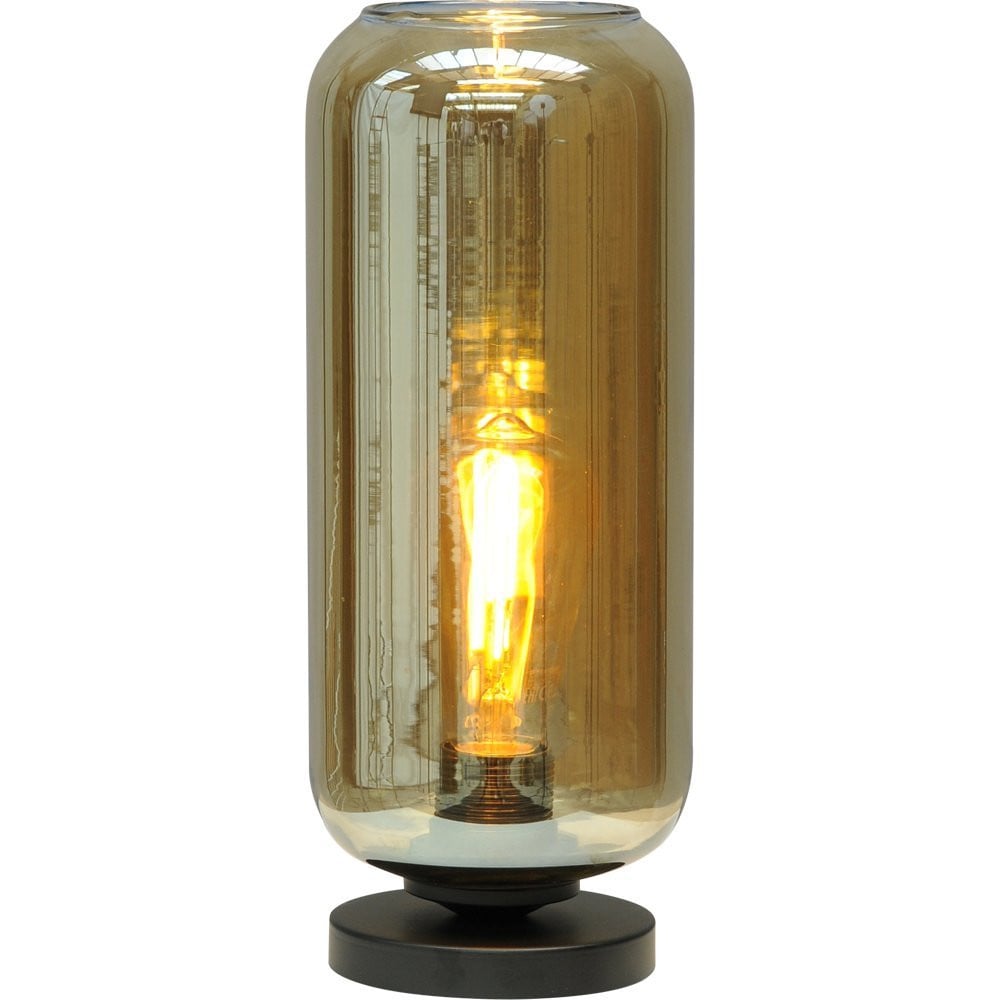 Masterlight Tafellamp Quinto Smoke met cilinderglas in grijs