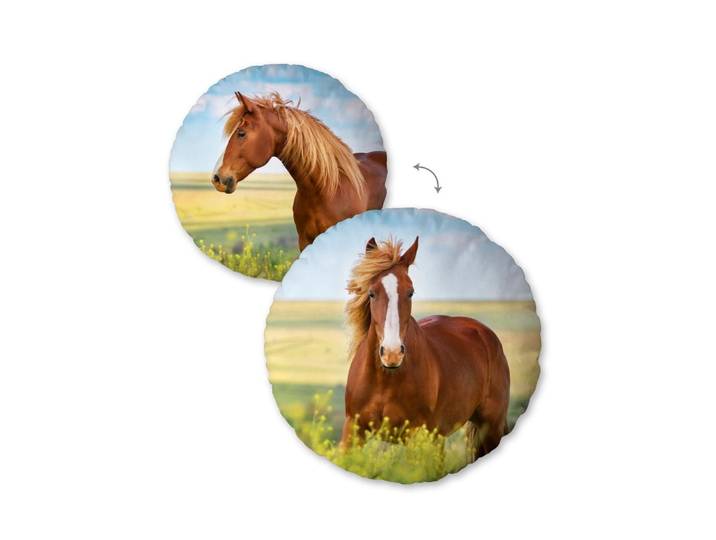 Dekokissen HERDING Pferd , bunt (bunt, bedruckt), Ø:50cm, Polyester, Dekokissen_Sitzkissen_Kissenhüllen, Dekokissen
