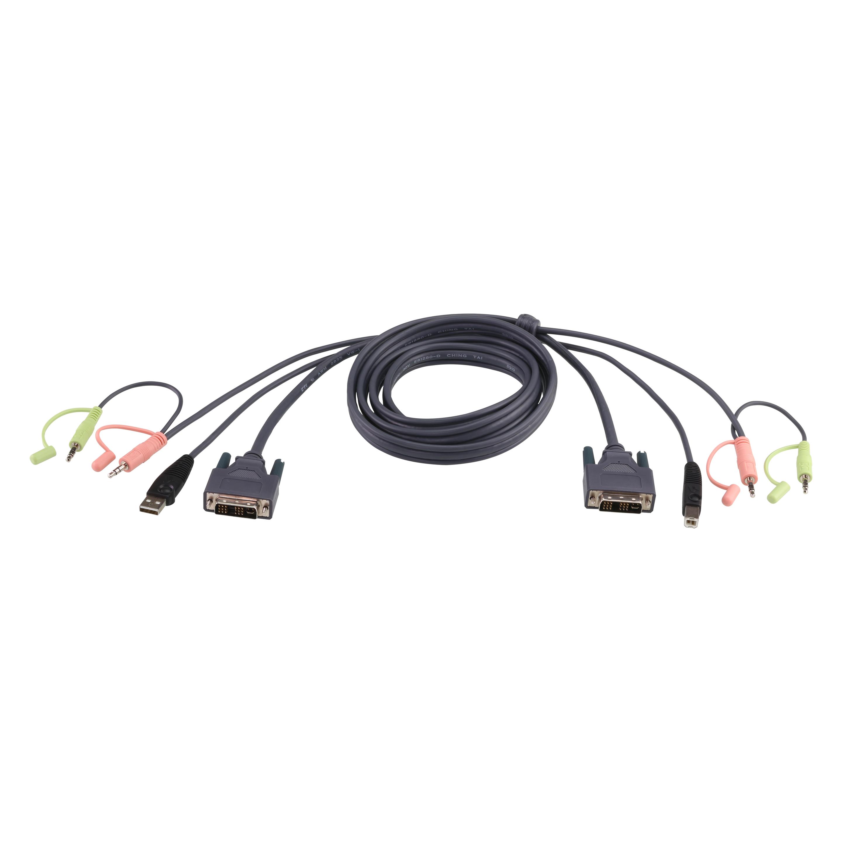 Aten 2L-7D02U KVM-Kabel mit USB- und DVI-D-Steckern (2L-7D02U)
