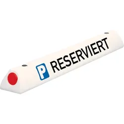Dreifke® Parkplatzbegrenzung RESERVIERT, mit 2 roten Reflektoren, weiß, 450x100x90mm