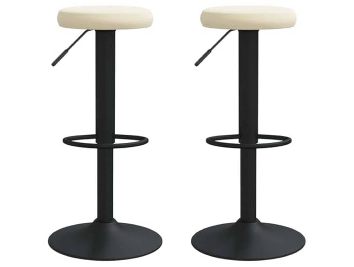 HKLGBVCR Barhocker, Velours, cremefarben, 2-teilig, drehbar, verstellbar Zeitloses Design, weicher Sitz, robuster Stahl, Fußstütze, 360° drehbar, für Bar oder Esszimmer