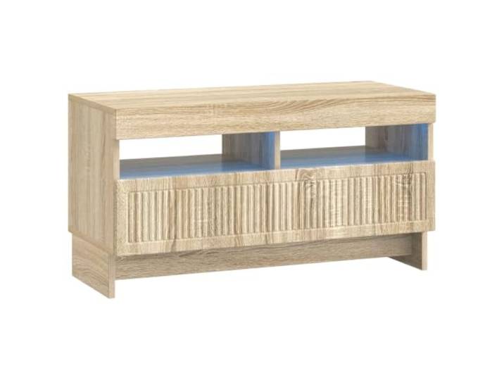 TV-Schrank mit LED, Sonoma-Eiche, modernes, schlankes Design 90° drehbare Tür, flexible LED-Leuchten, feuchtigkeitsbeständig, großer Raum, moderner Stil