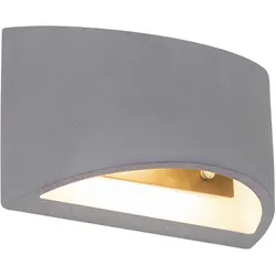 Wandlampe Innen Modern Flur Up and Down Lampe Beton LED Wandleuchte Treppenhaus Innen, abgerundeter Betonschirm Lichteffekt, 1x 4W 400lm 3000K, BxH 20x12