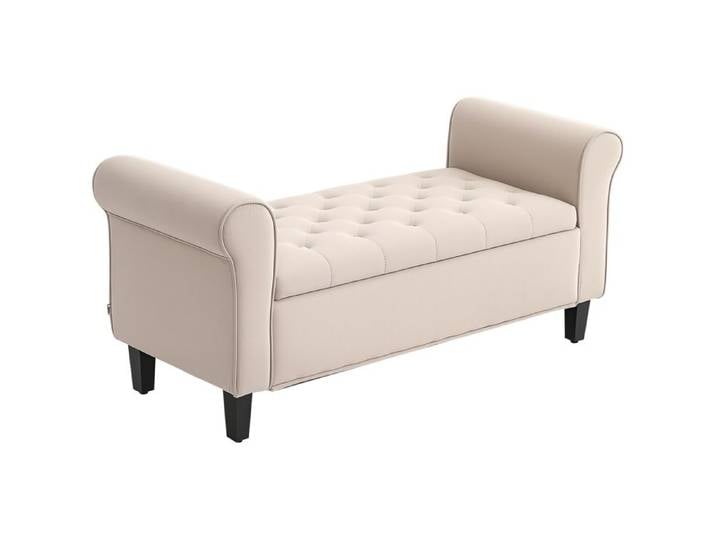 Banc de rangement - Banc coffre - Banc de rangement chambre - 126 x 48 5 x 57 cm - Beige - Étagères réglables - Rangement intégré