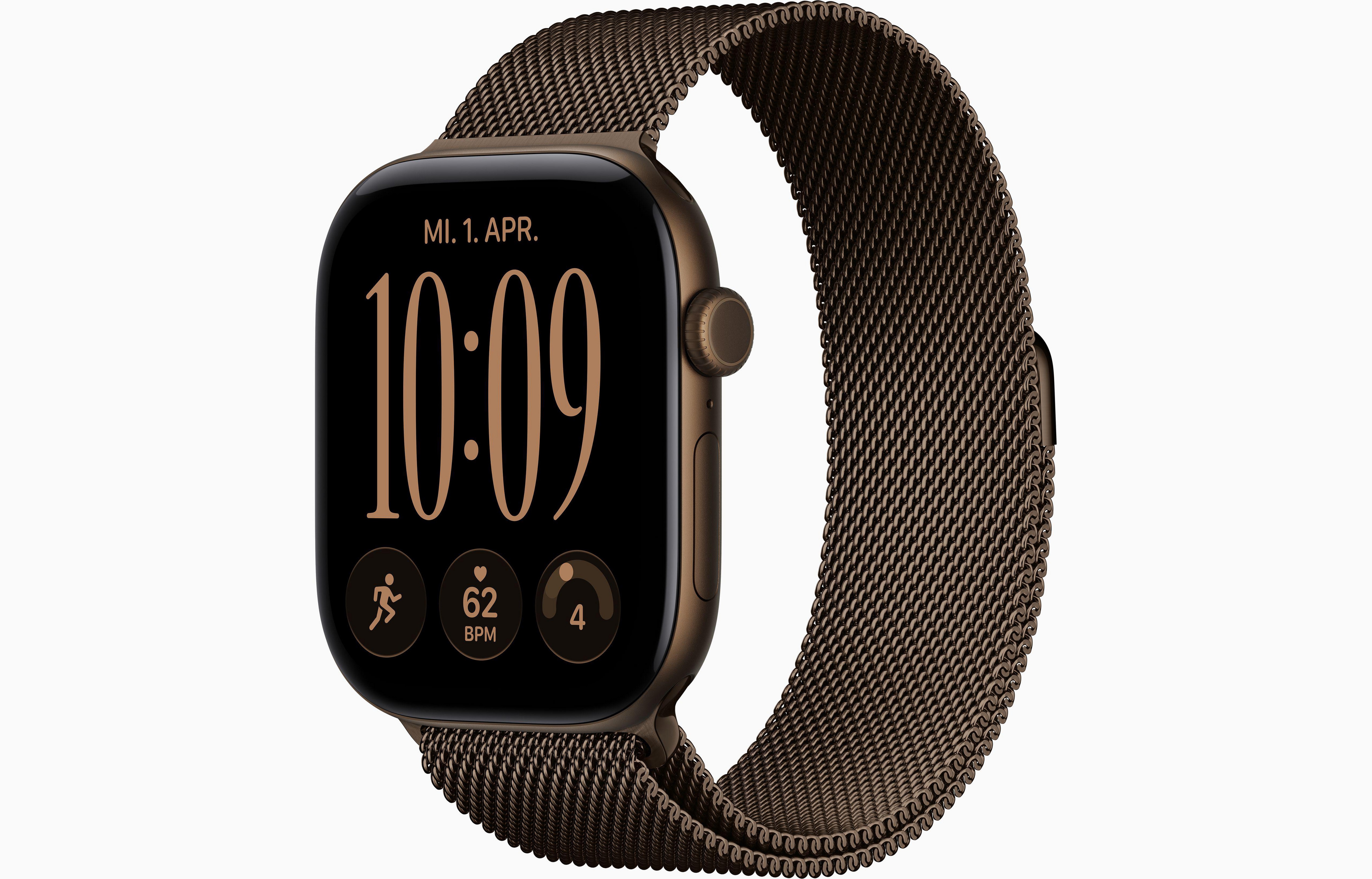 Apple Watch Series 12 GPS + Cellular 46mm Dark Bronze Aluminium Case with Dark Bronze Milanese Loop - S/M