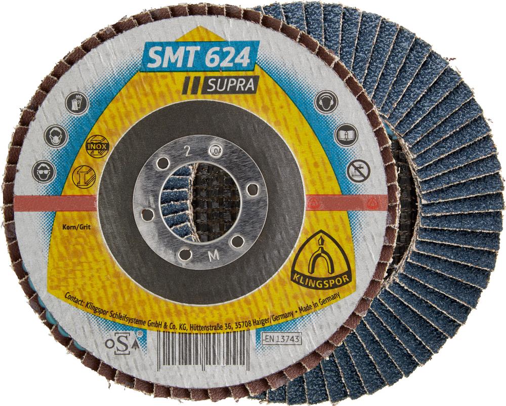 KLINGSPOR Fächerschleifscheibe SMT 624 Supra, 12° gewölbt