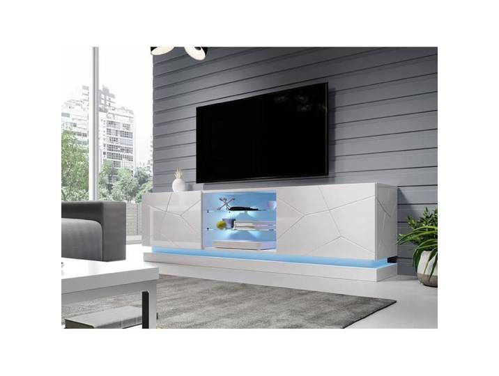 Meuble TV - Meuble TV Charlotte 128 - Blanc - 200x57x40cm