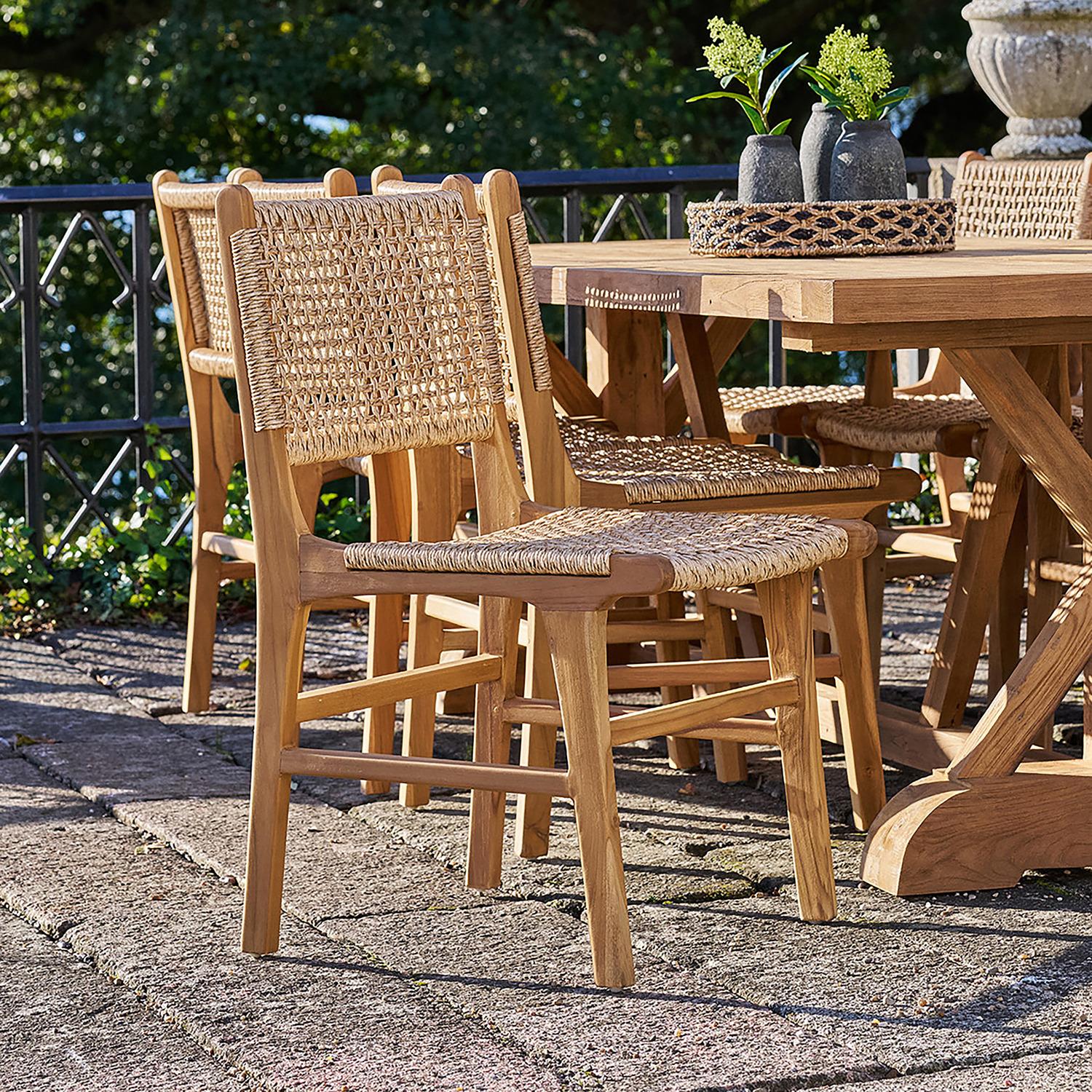 home24 Gartenstuhl - 2er-Set - Braun - Rattan - Massivholz - 50 x 90 x 56 cm