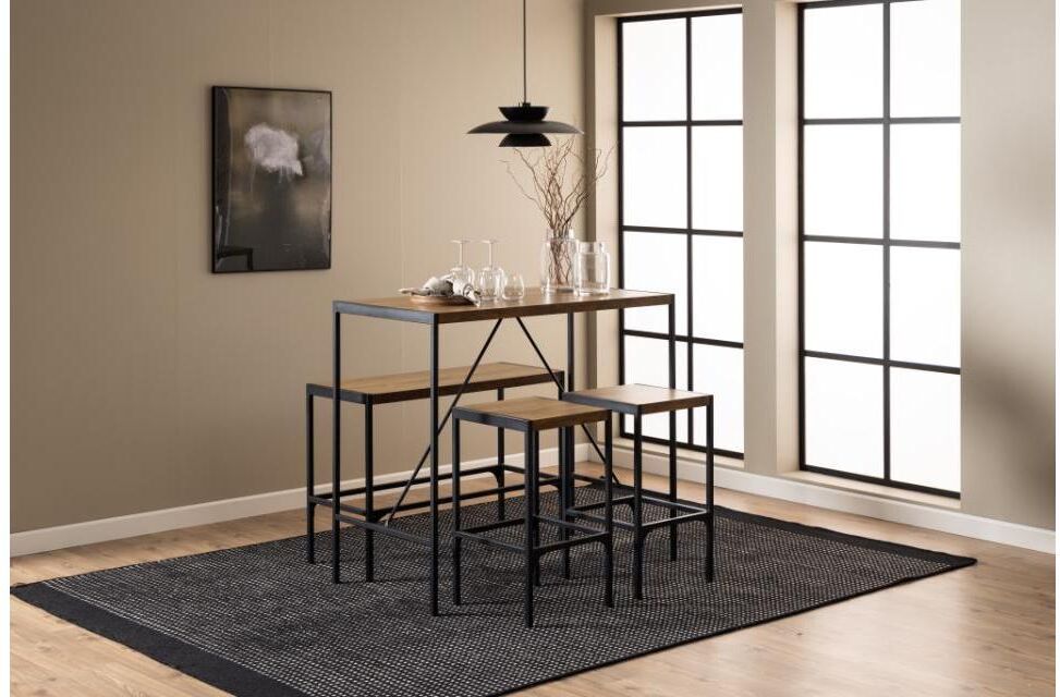 Bartisch AC DESIGN "Bahamas 4-er Set, Braun/Schwarz", braun (braun, schwarz), H:105cm, Tische, Bartisch braun, schwarz B/H/T: 105cm