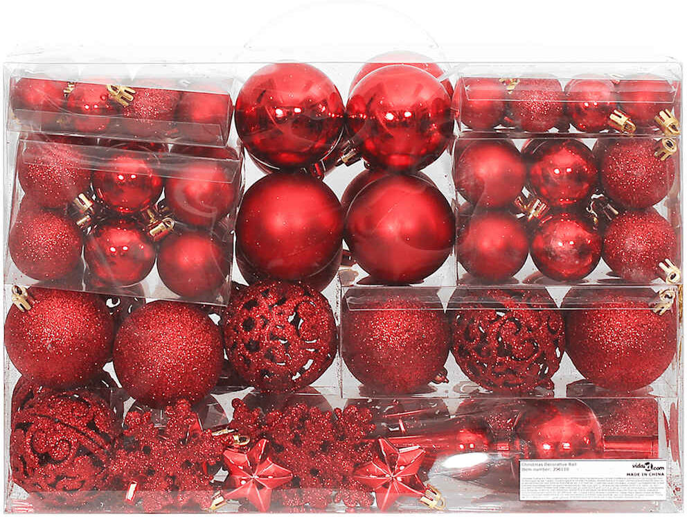 vidaXL Ensemble de boules de Noël 111 pièces rouge polystyrène