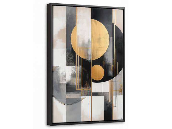 LEINWAND Bilder mit Rahmen - Abstrakt - Gold - Silber - Formen - Ästhetisch - Modern - 40x60