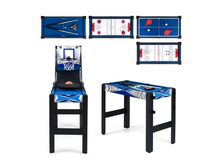 COSTWAY Spieltisch, 6 in 1 Tischkicker, Air Hockey, mit Zubehör