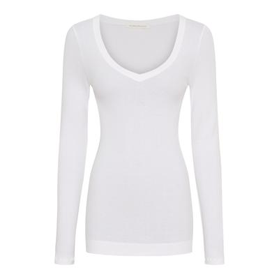 Funktionstop SEAMLESS BASIC "Seamless Basic Top Retro V-neck", Damen, Gr. L/XL, weiß, Obermaterial: 100% Baumwolle, Tops