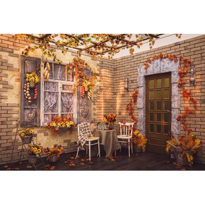 Fototapete PAPERMOON "Patio mit Backsteinmauern", bunt, B:2,5m L:1,86m, Vlies, Tapeten