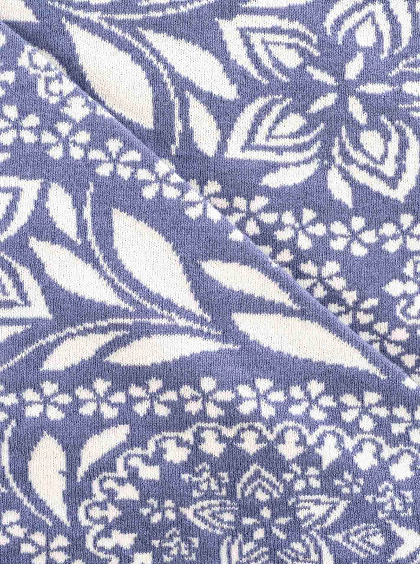 Dreieckstuch ZWILLINGSHERZ "Paisley Blätter", Damen, blau, Baumwollmischung, Modetücher Dreieckstuch, blumiges Muster, tolles Accessoire, vielseitig tragbar blau Einheitsgröße