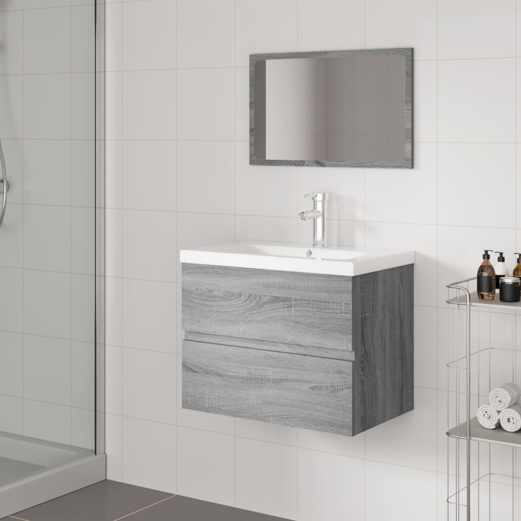 Ebern Designs Audreana 600 mm Single Vanity with Integrated Ceramic Basin Smoked Oak 600mm W