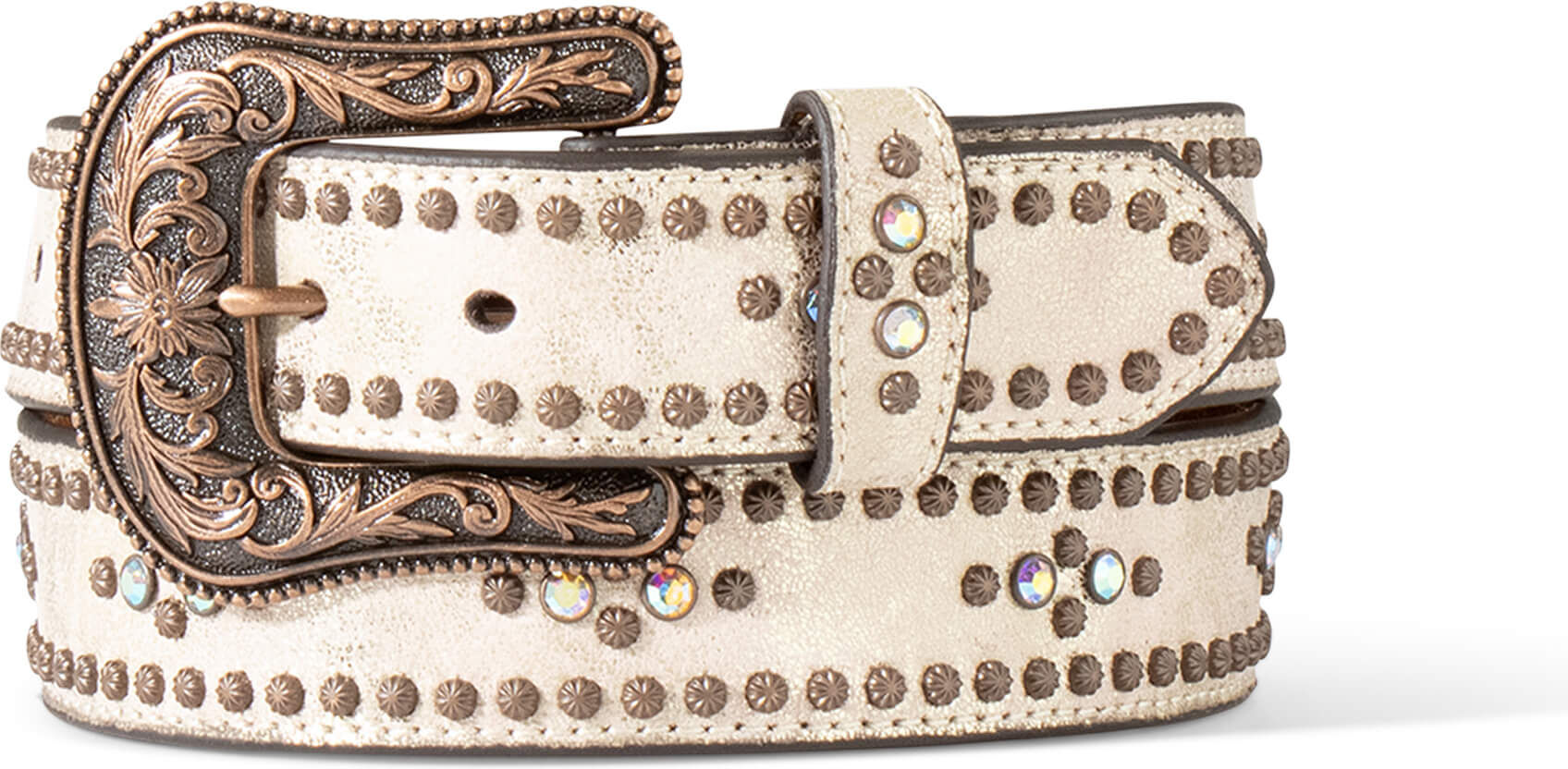 Women's Metallic Stud Belt in White, Size: Small by Ariat