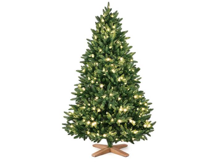 Merry Tree Weihnachtsbaum mit PE-Spritzguss-Nadeln und LED Beleuchtung, 240 cm, Grün, Kunststoff, 240 cm, Dekoration, Weihnachtsdekoration, Christbäume & Zubehör