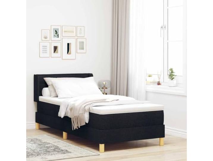 WDGJJFECNMUEHI Polyester Boxspringbett Modernes Design 200 x 80 cm Schwarz Boxspringbett mit Matratze Schwarz 200x80 cm Polyester inklusive Topper Lattenrost verstellbares Kopfteil