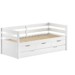 KOJENBETT Kelda 90x200 mit Bettschublade Kiefer Massivholz Weiß