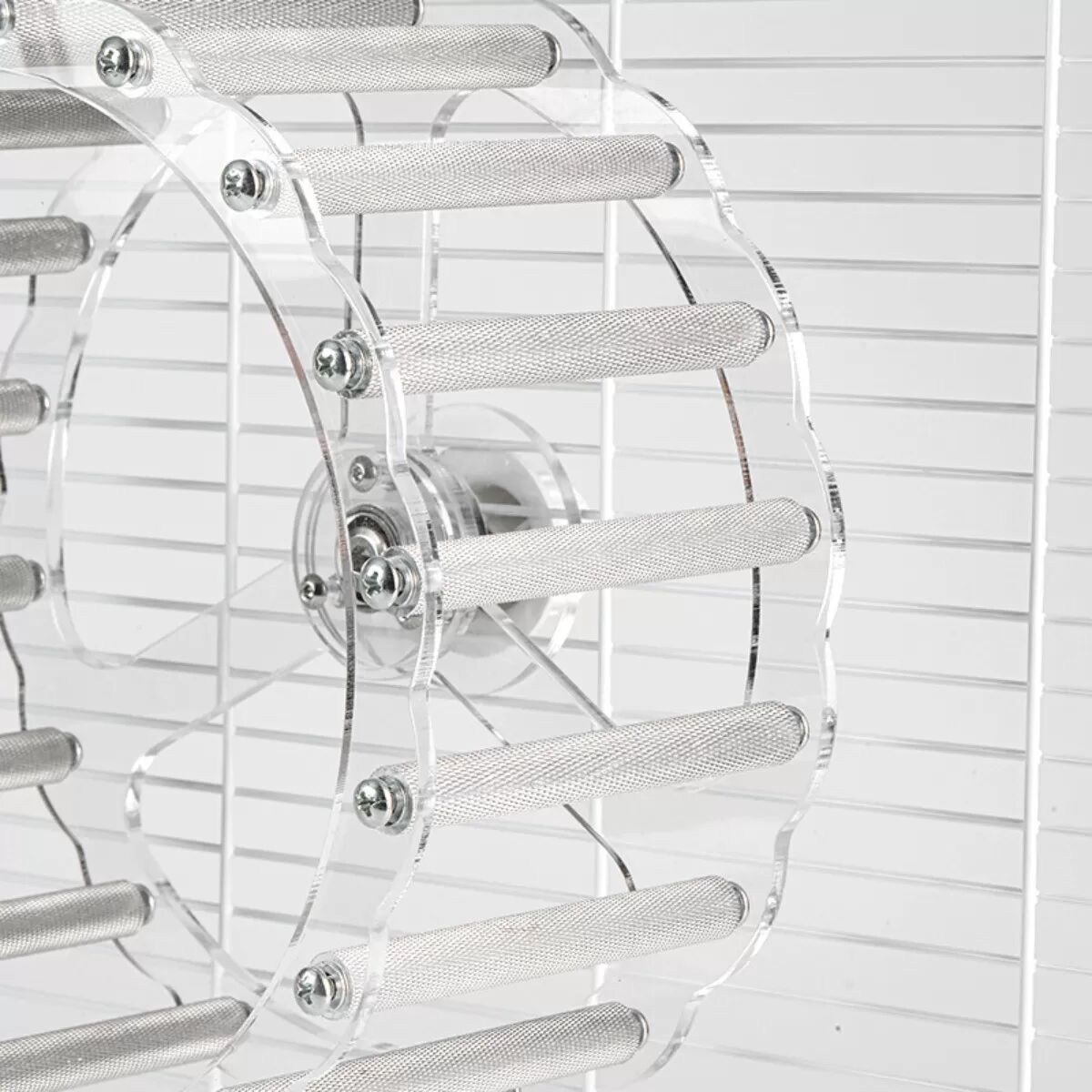 INF Roue d'exercice silencieuse pour oiseaux - ABS transparent et roue de course en métal pour cages d'oiseaux