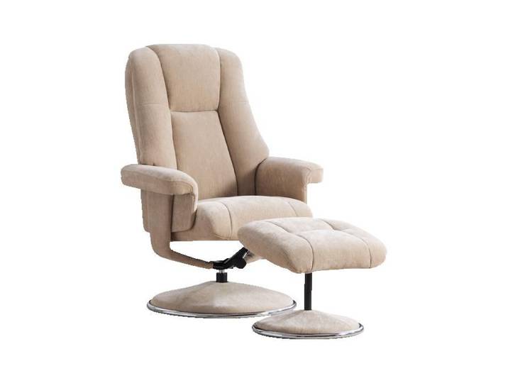 Fauteuil de Relaxation Pivotant avec Repose-pieds - Chaise Lounges Salon en Tissu - Fauteuil Inclinable Confortable - Taupe