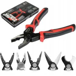 TRIZERATOP Set di pinze per elettricisti 5 in 1, forbici per cavi, cesoie per lamiera, pinza crimpatrice, pinza combinata