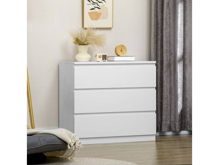 HOMCOM Commode 3 Tiroirs Rangement Chambre 80x39x73 cm
