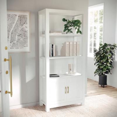 Martha Stewart Modern Engineered Wood 4-Tier Shaker Style Bookcase with Cabinet