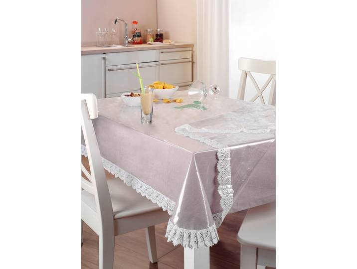 Fleckenschutz Schontischdecke, Größe 110 (Tischdecke eckig, 110/140 cm), Mit Spitzenborte