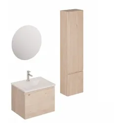 Naturel Ancona Badmöbel-Set mit Waschtisch inklusive Waschtischarmatur, Ablauf und Siphon Akazie KSETANCONA9